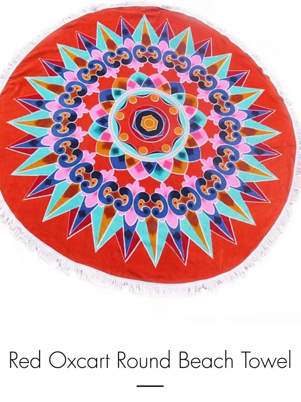 Luni Red/multi color beach towel new 4.9 foot round